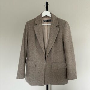 Zara Beige taupe Wool Blazer